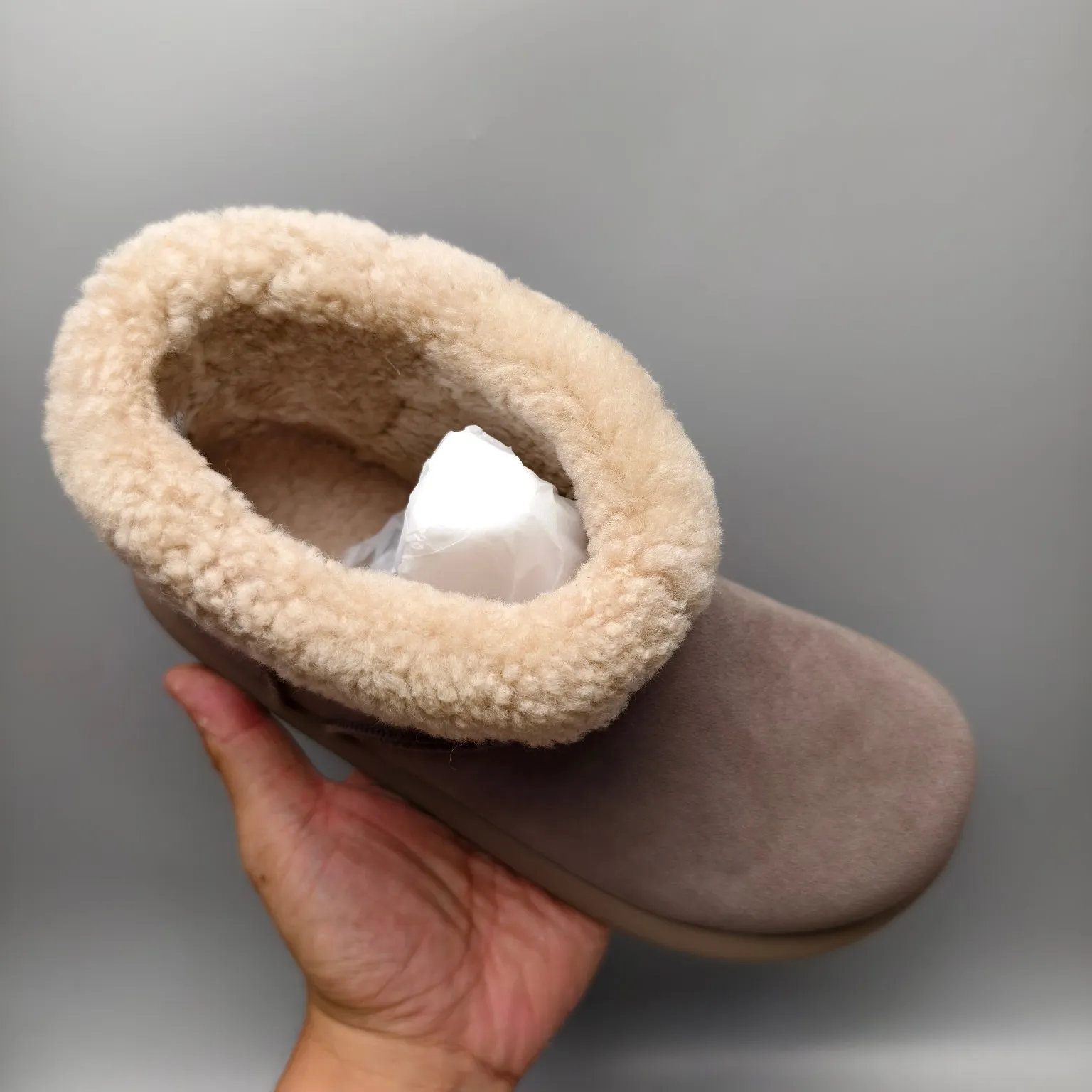 💰540 UGG sheepskin all-in-one snow boots 1618-5 rubber wear-resistant sole casual shoes Color: Gray Maroon Sand Matching size: 35-40